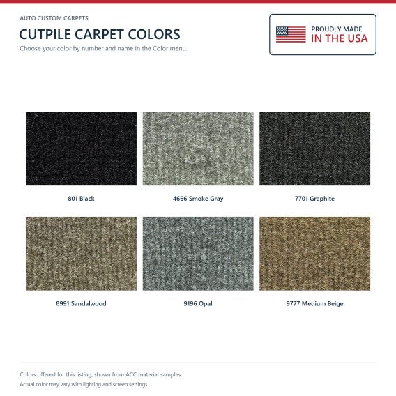 ACC Cutpile color options for this listing - Proudly Made in the USA