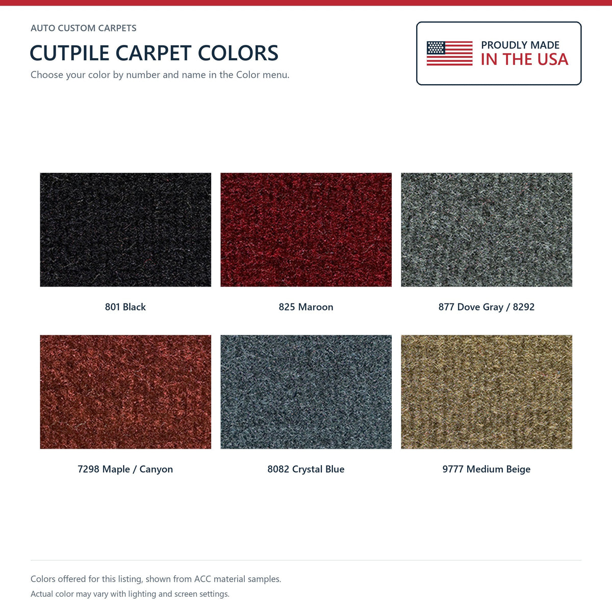 1988-1990 Chrysler New Yorker 4DR Front Wheel Drive Cutpile Molded Replacement Carpet Kit - 1-Piece - product details image 9
