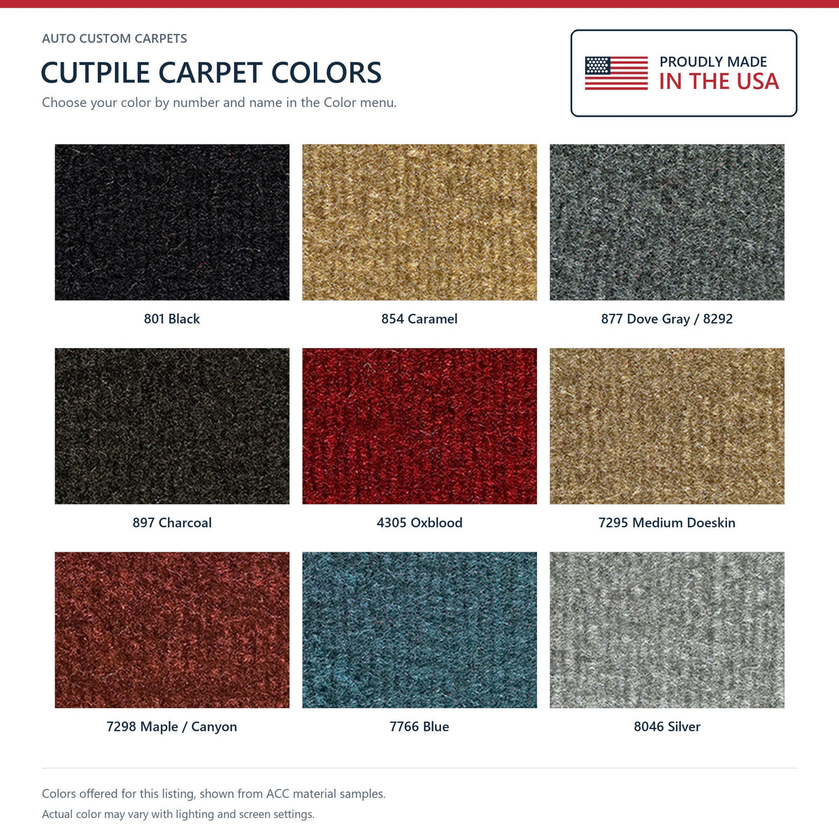 1985-1986 Chevrolet K5 Blazer Complete Cutpile Molded Replacement Carpet Kit - 6-Piece - product details image 9