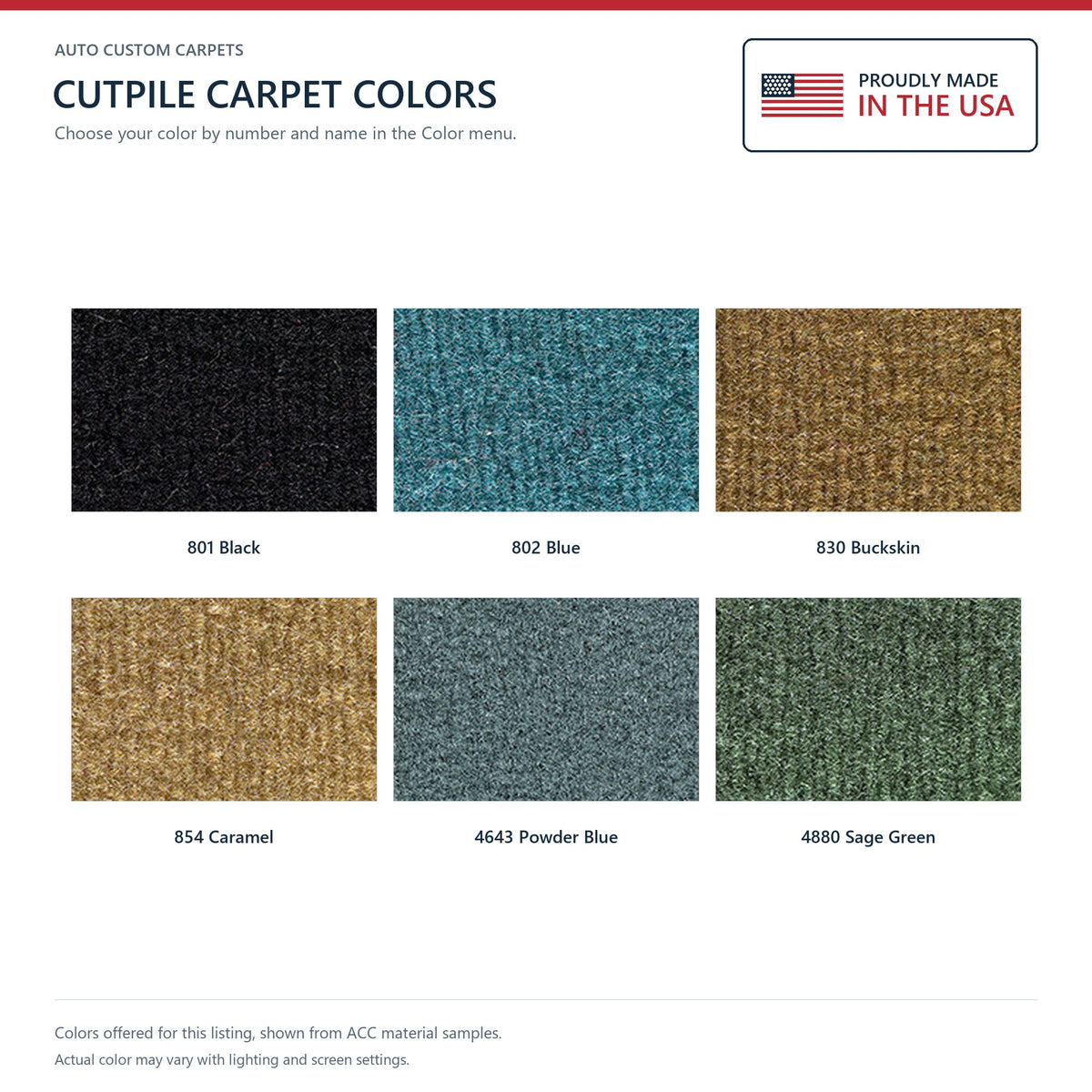 1977 Oldsmobile Cutlass 4DR Cutpile Molded Replacement Carpet Kit - 1-Piece - product details image 9