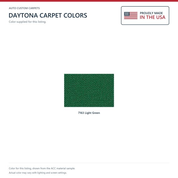 ACC 7163 Light Green carpet color supplied with this listing