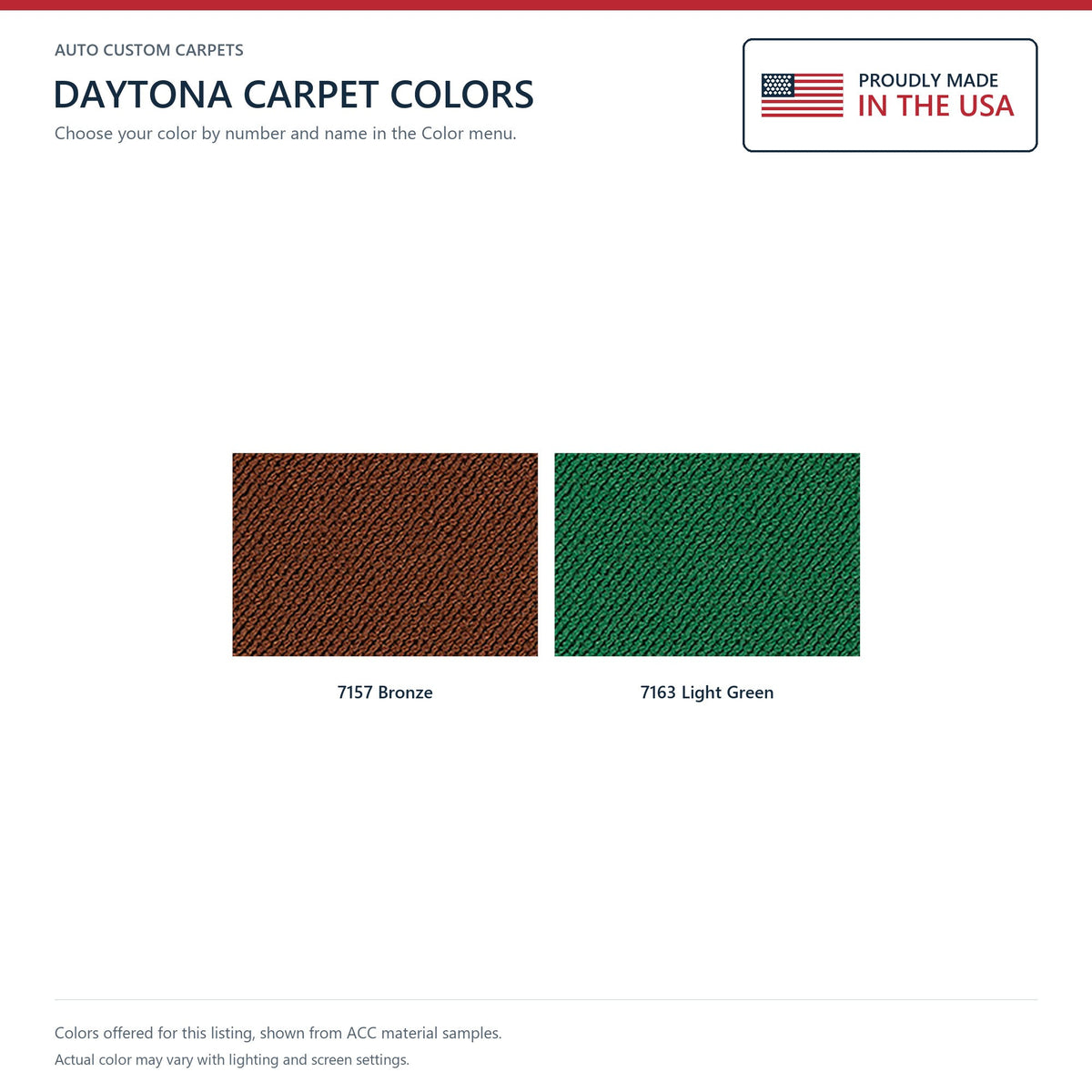 ACC Daytona color options for this listing - Proudly Made in the USA