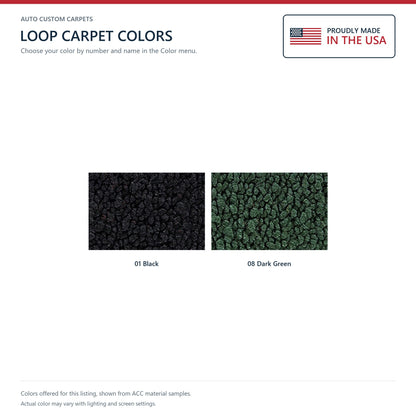 1969 Ford Torino GT 2DR HT/FB 4spd w/ 2 Dark Green Ins Loop Molded Replacement Carpet Kit - 2-Piece - product details image 1