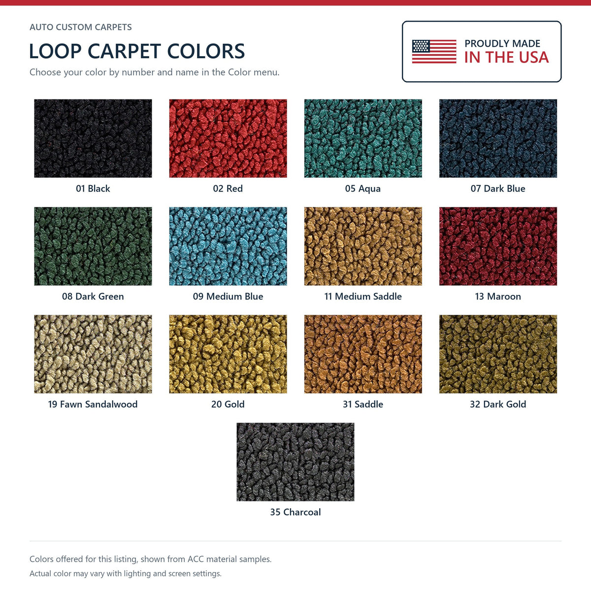 1964-1967 Chevy Chevelle 2DR 4spd Bucket Seat w/o Console Loop Molded Replacement Carpet Kit - 2-Piece - product details imag