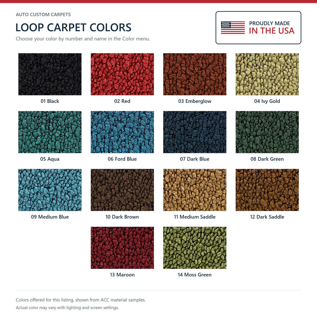 1964 Ford Mustang Convertible without Shifter Hole Loop Molded Replacement Carpet Kit - 2-Piece - product details image 9