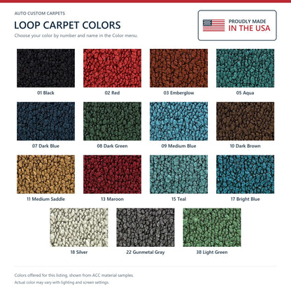 1956 Chevrolet Bel Air Nomad 2DR Wagon Bucket Seat Complete Loop Replacement Carpet Kit - 8-Piece - product details image 8