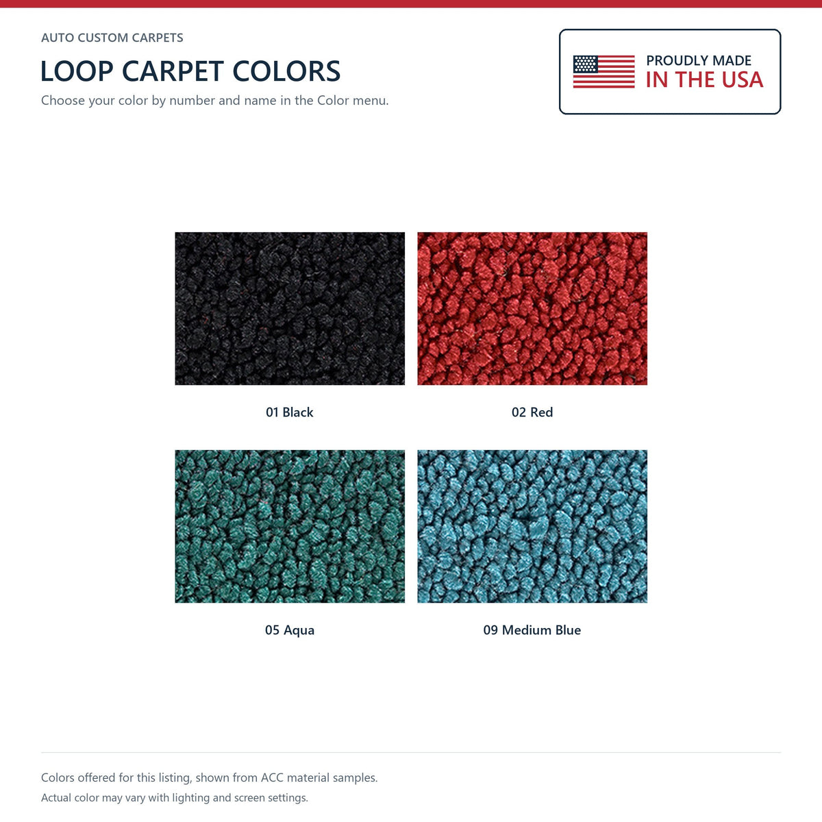 1960 Chevrolet Impala 2DR Hardtop/Convertible Loop Molded Replacement Carpet Kit - 2-Piece - product details image 8
