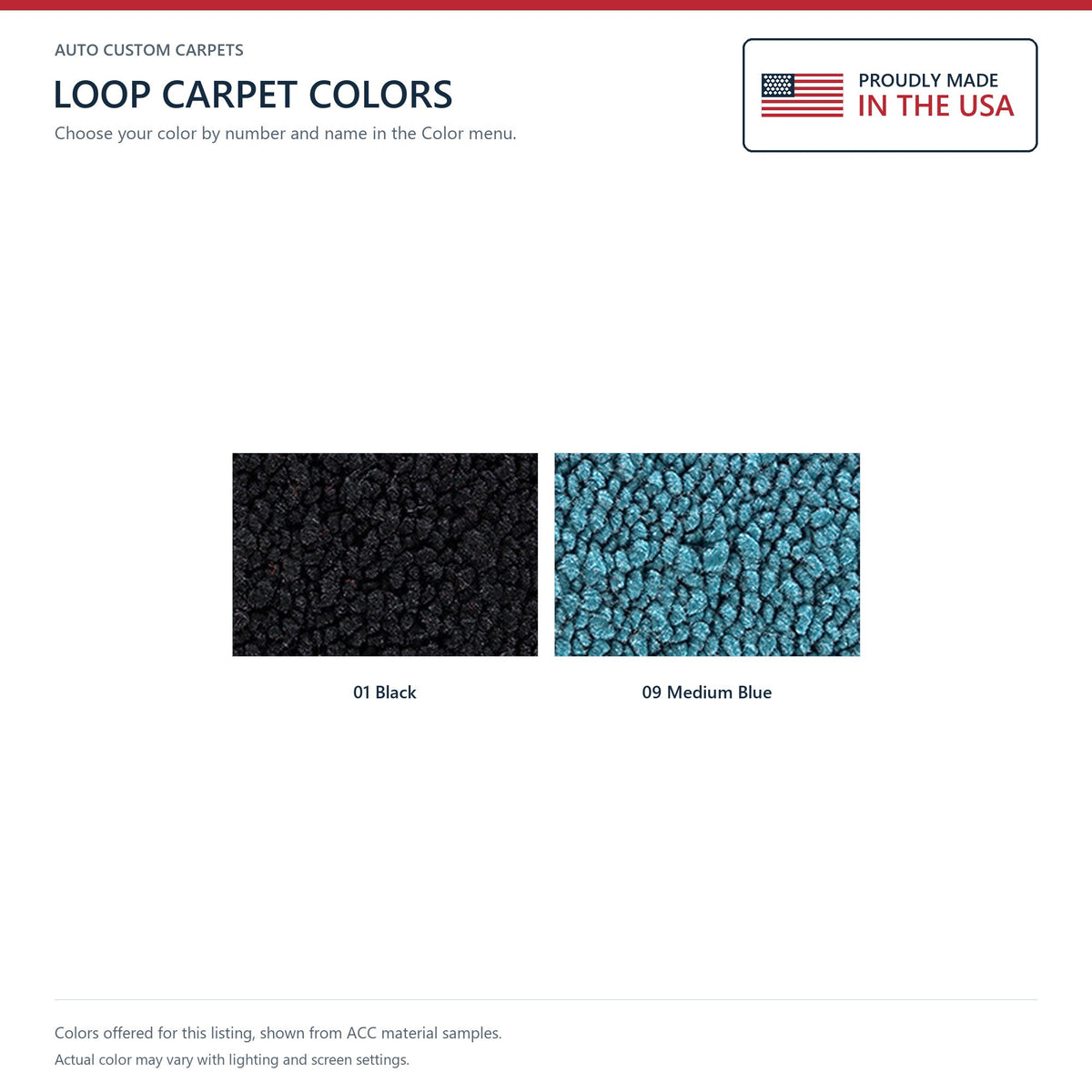 1969-1971 Ford Torino GT 2DR HT/FB Auto w/ 2 Med Blue Ins Loop Molded Replacement Carpet Kit - 2-Piece - product details imag