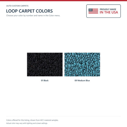 1969 Ford Torino GT 2DR HT/FB 4spd w/ 2 Medium Blue Ins Loop Molded Replacement Carpet Kit - 2-Piece - product details image 