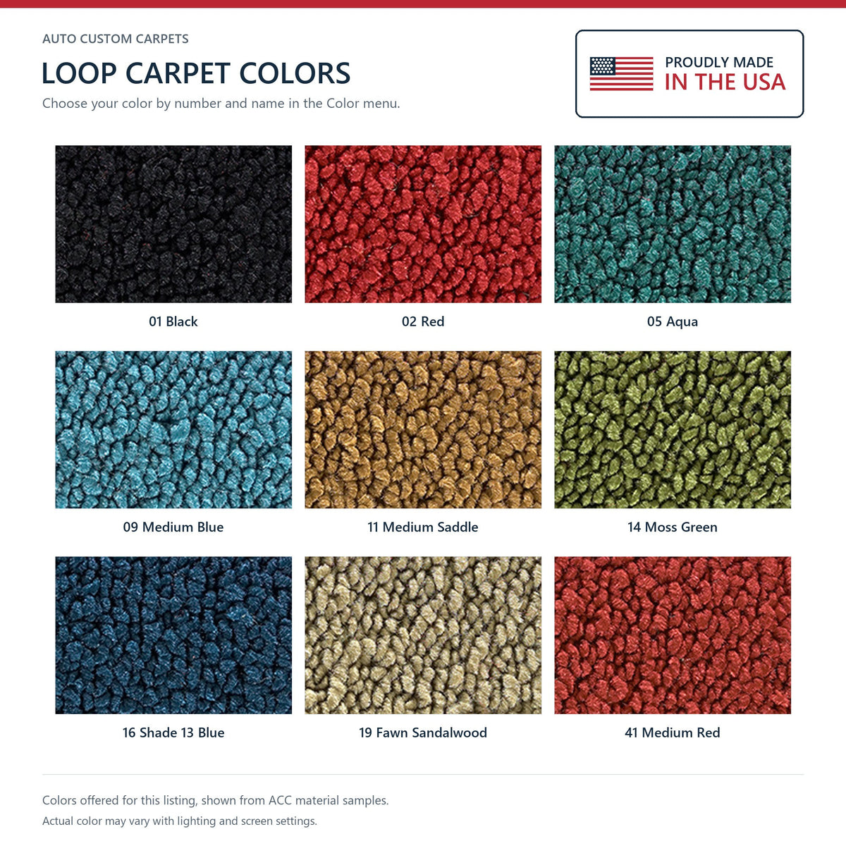 1961-1964 Chevrolet Impala 2DR Convertible Auto Loop Molded Replacement Carpet Kit - 2-Piece - product details image 9