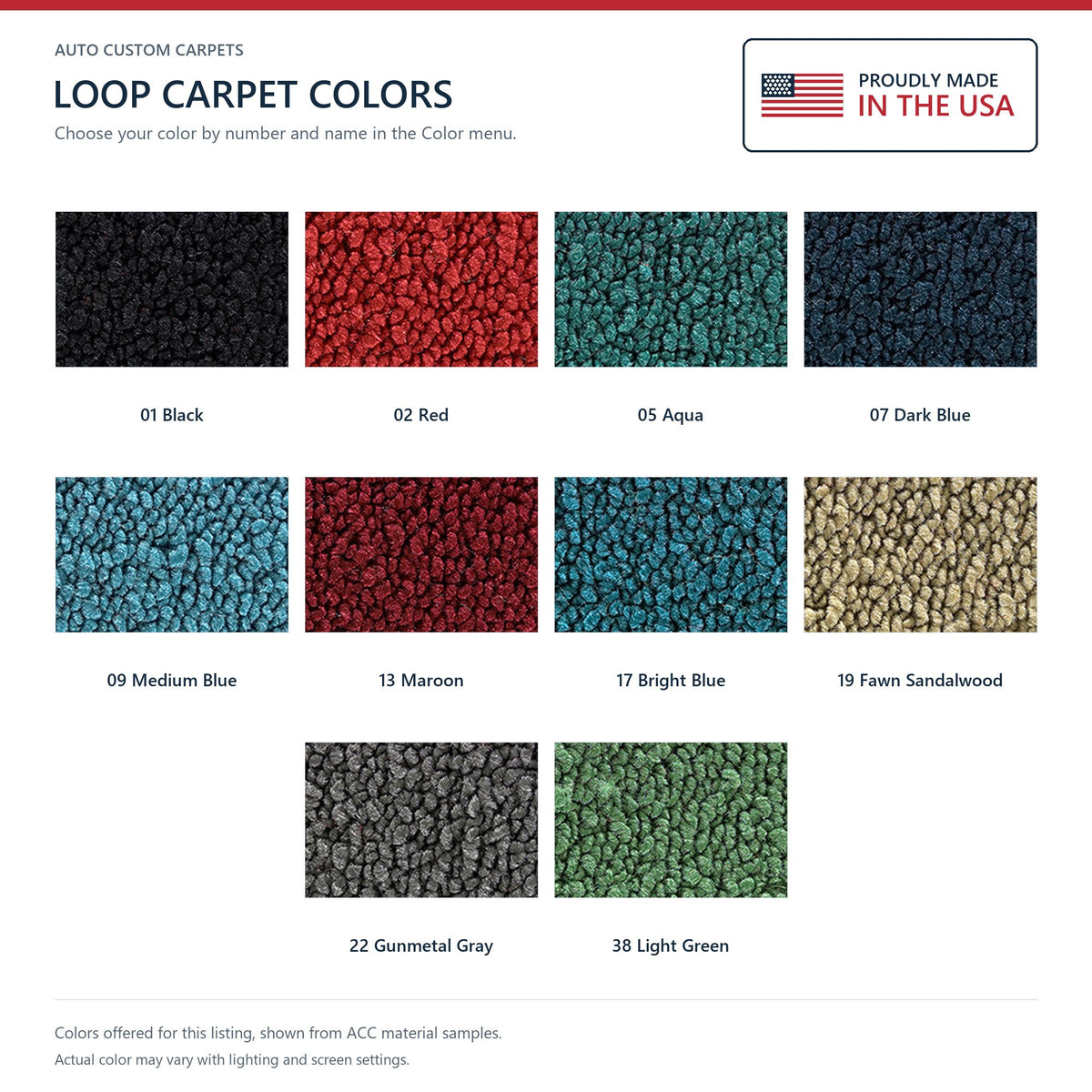 1961-1963 Buick Invicta 4DR Loop Molded Replacement Carpet Kit - 2-Piece - product details image 9
