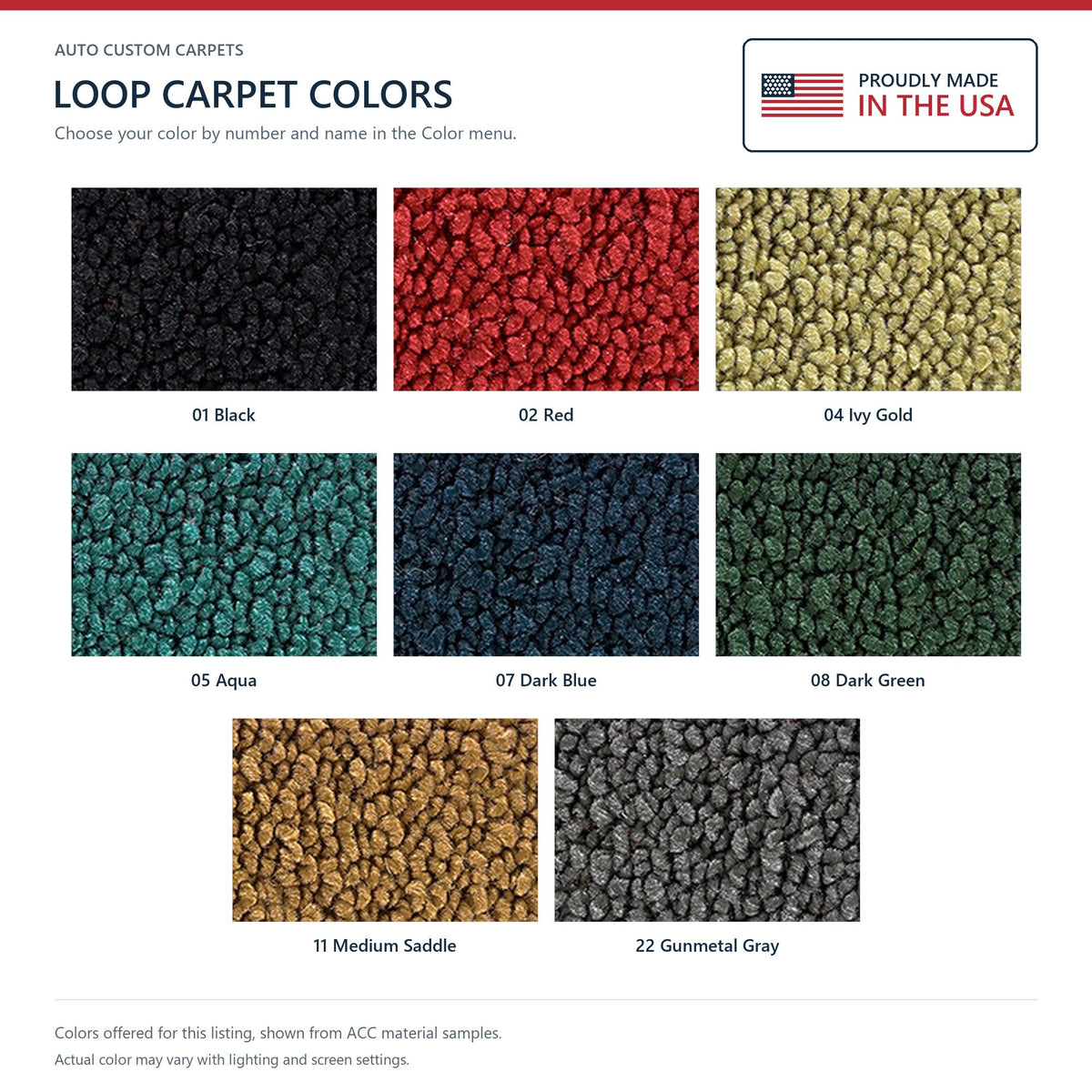 1965-1966 Cadillac Eldorado Loop Molded Replacement Carpet Kit - 2-Piece - product details image 9