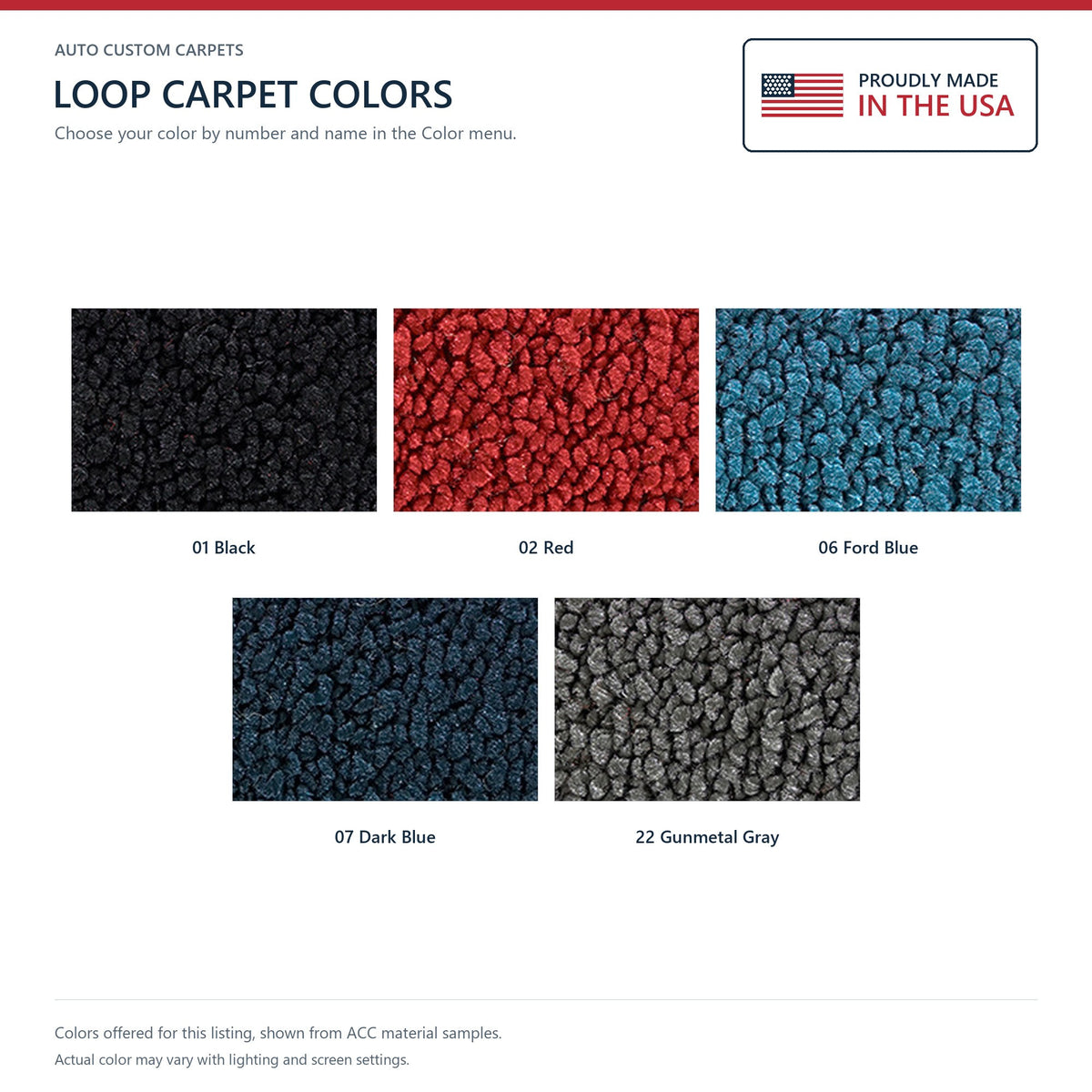1961-1966 Ford F-100 Door Panel Inserts with Cardboard Loop Replacement Carpet Kit - 2-Piece - product details image 4