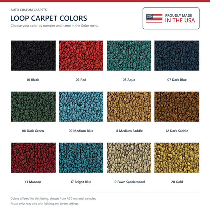 1962-1967 Chevy Chevy II Nova 4DR Sedan 4spd Bench Seat Loop Molded Replacement Carpet Kit - 2-Piece - product details image 