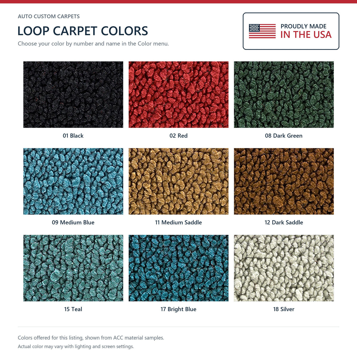 1967 Chevrolet Corvette Coupe Complete No Pad Loop Molded Replacement Carpet Kit - 9-Piece - product details image 10