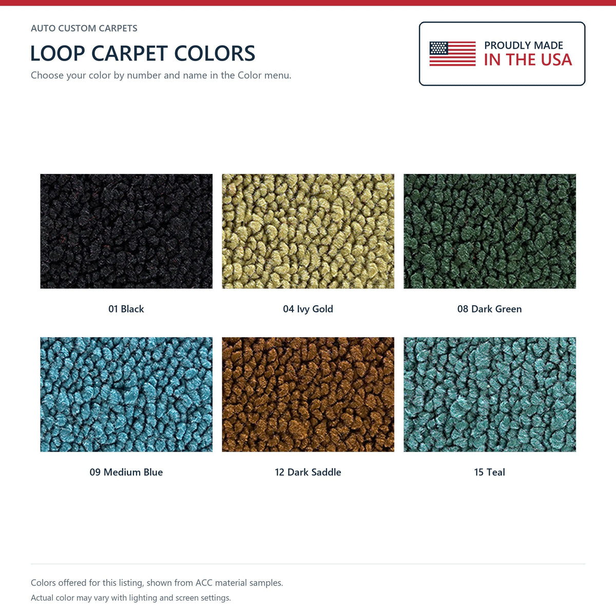 1971 Dodge Charger Super Bee 4spd Bench Seat Loop Molded Replacement Carpet Kit - 2-Piece - product details image 9