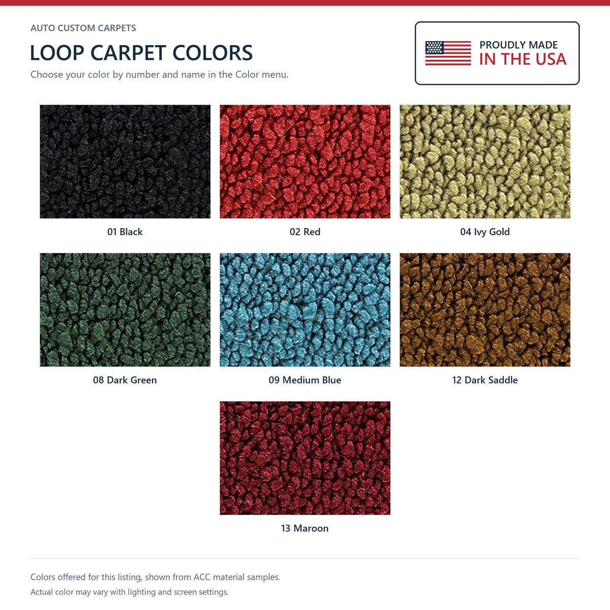 1973 Oldsmobile Cutlass 2DR Auto Loop Molded Replacement Carpet Kit - 2-Piece - product details image 9