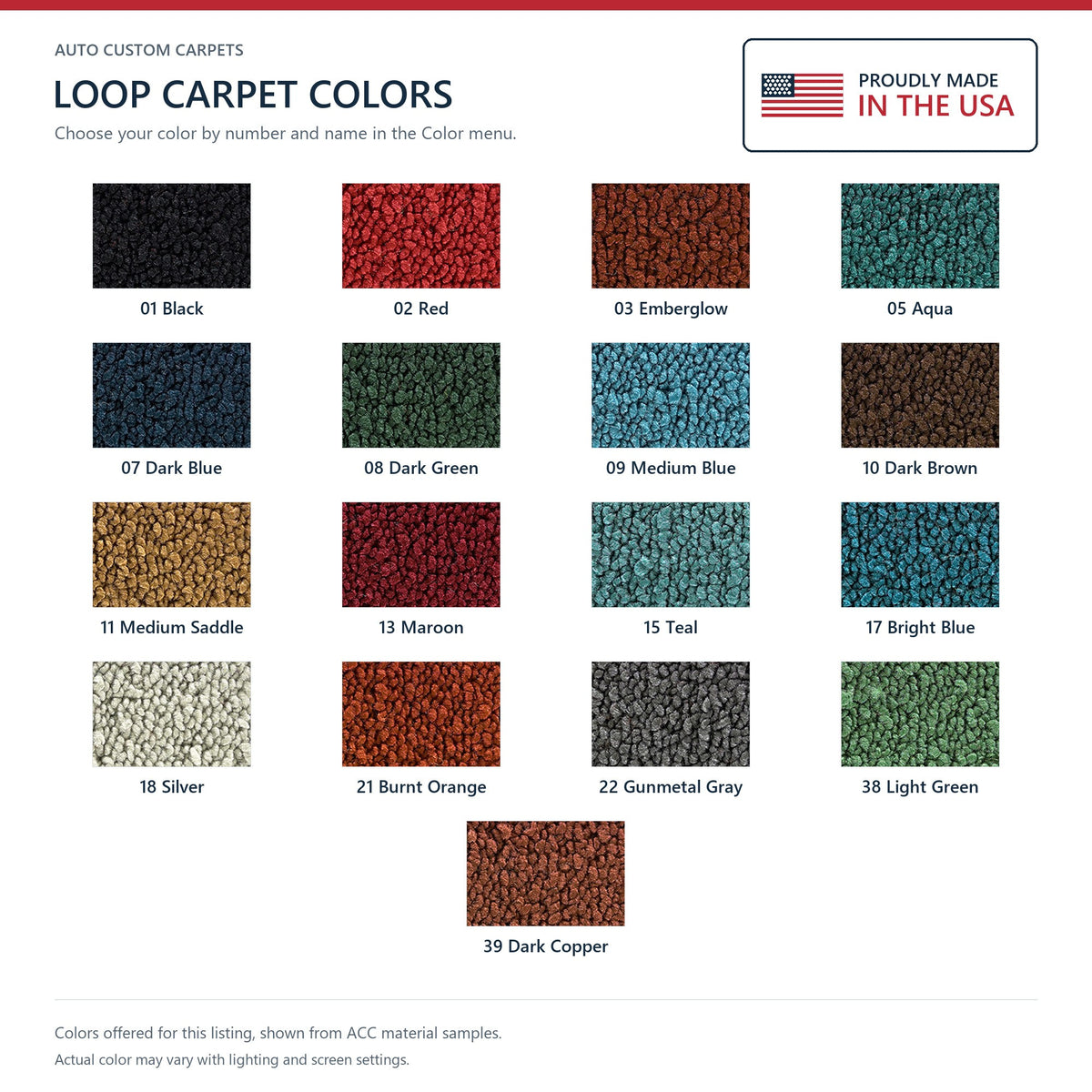 1955 Chevrolet One-Fifty Series 2DR Wagon Bench Seat Pass Area Loop Replacement Carpet Kit - 3-Piece - product details image 