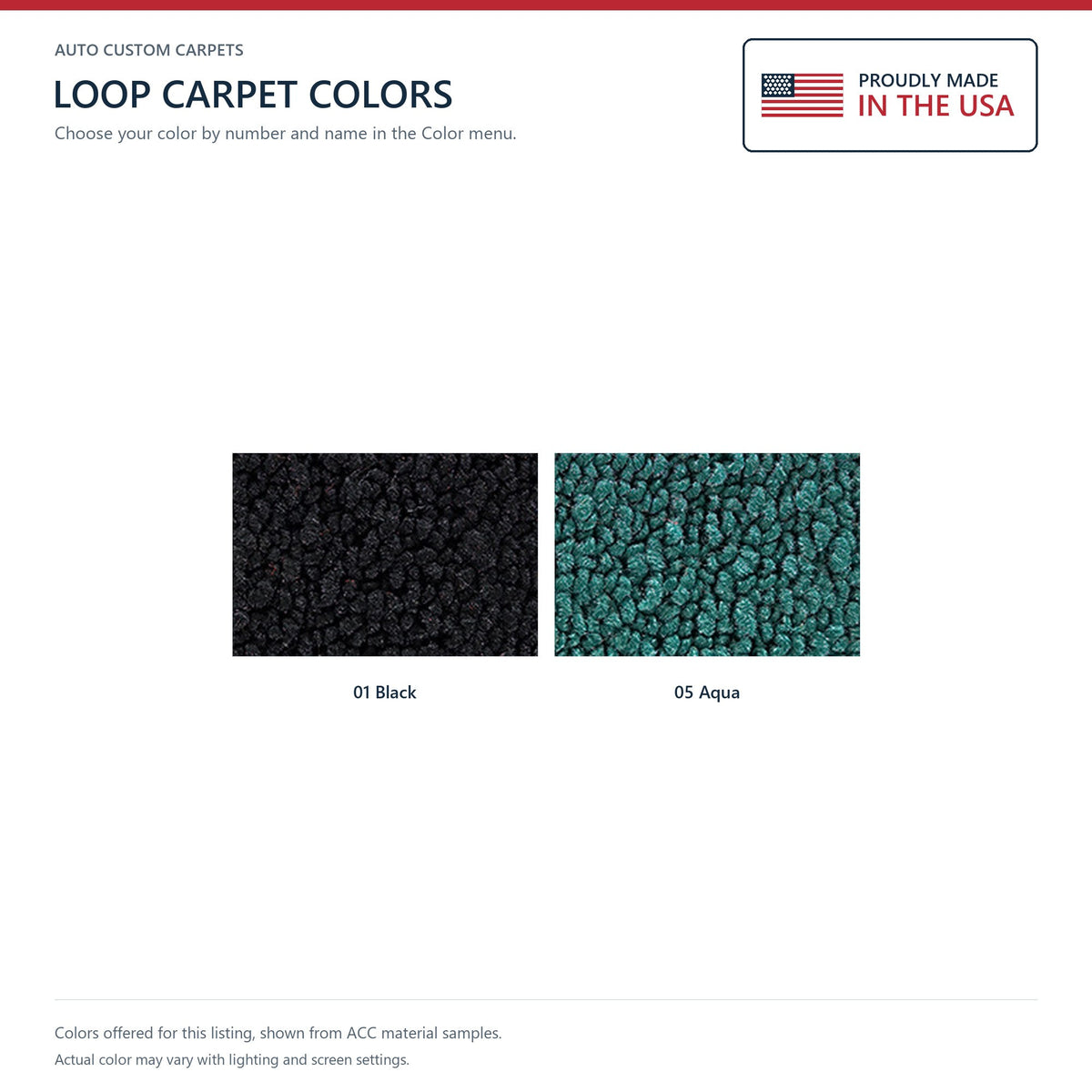1969-1971 Ford Torino GT 2DR Conv Auto w/ 2 Aqua Inserts Loop Molded Replacement Carpet Kit - 2-Piece - product details image