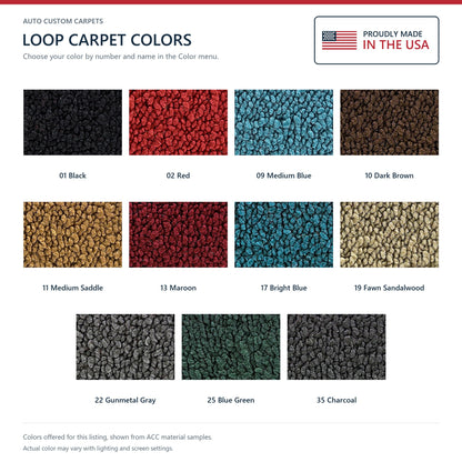 1960-1965 GMC 1000 Series Reg Cab 2WD 4spd Floor Shift Loop Molded Replacement Carpet Kit - 1-Piece - product details image 9