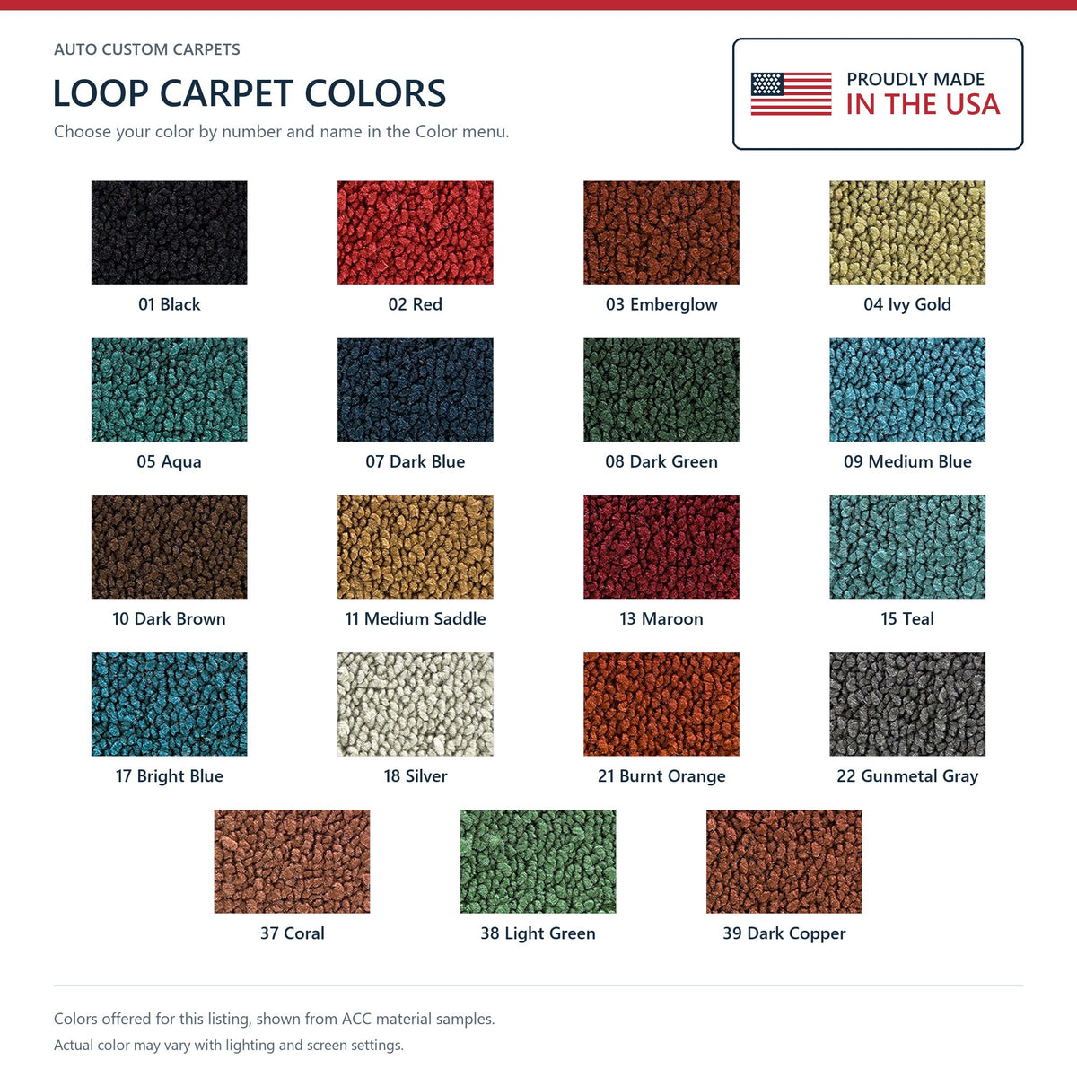 1958 Chevrolet Impala 2DR Hardtop/Convertible Cut & Sewn Loop Replacement Carpet Kit - 2-Piece - product details image 8