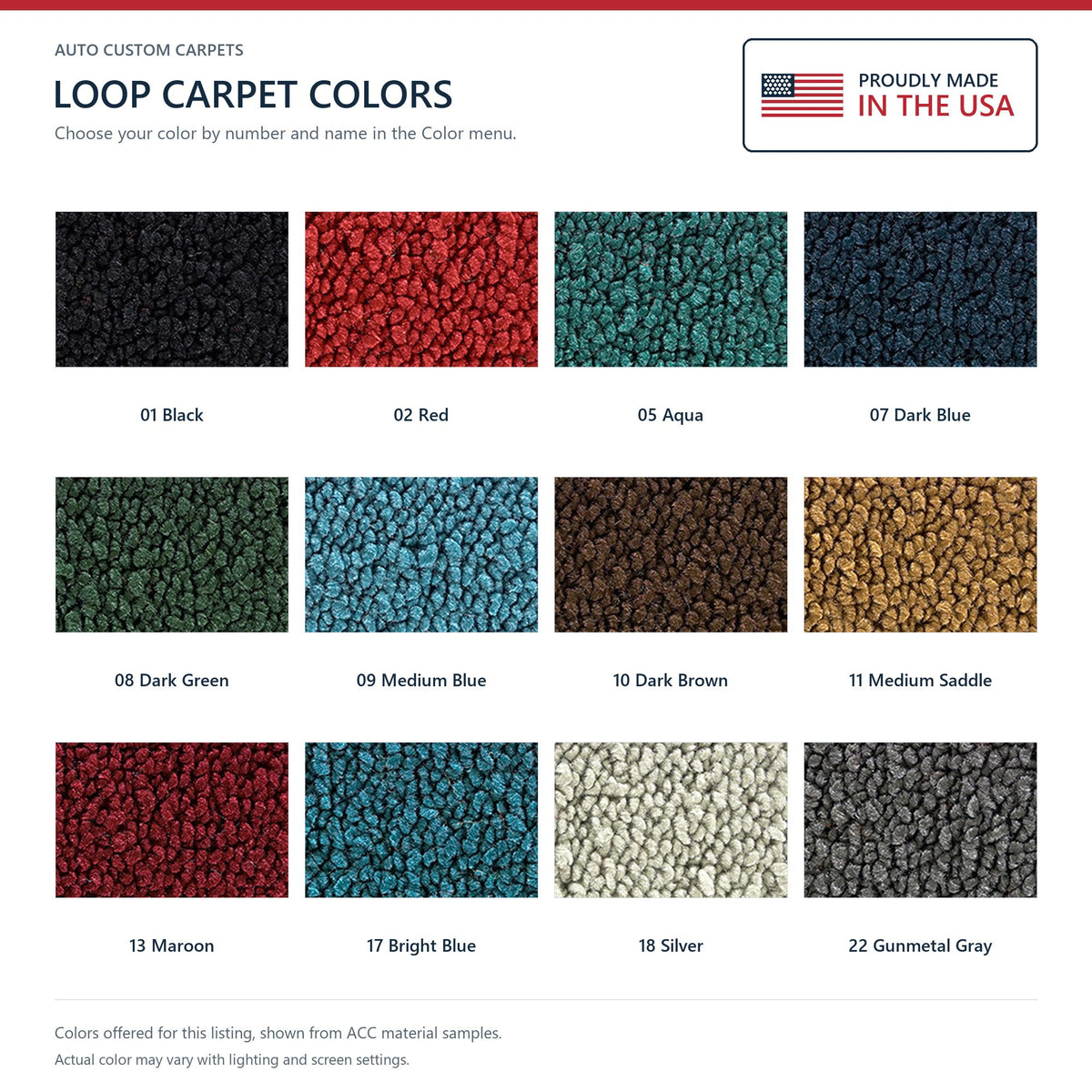 1957 Chevrolet Two-Ten Series 4DR Hardtop Bench Seat Loop Replacement Carpet Kit - 2-Piece - product details image 8