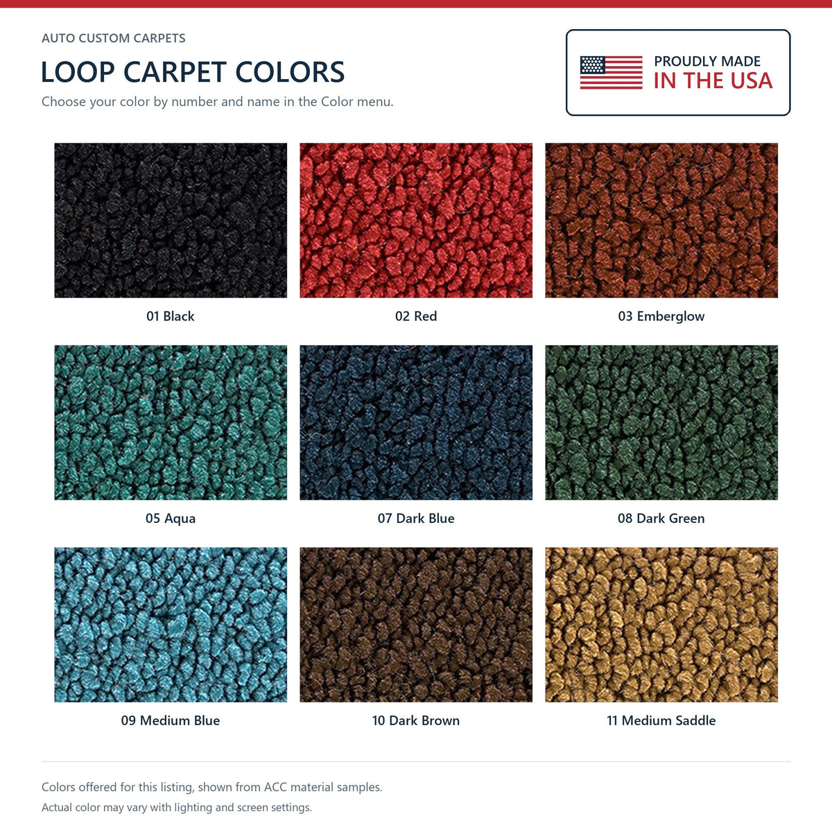 1955 Chevrolet Bel Air 2DR Sedan Bench Seat Loop Replacement Carpet Kit - 2-Piece - product details image 8