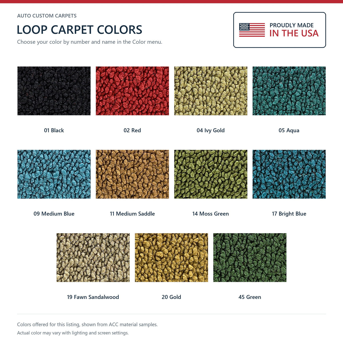 1968-1971 Oldsmobile 442 Door Panel 2DR 8 Inch Inserts Loop Replacement Carpet Kit - 2-Piece - product details image 4