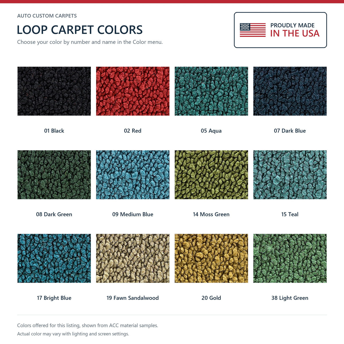 1971-1973 Cadillac Fleetwood 4DR Loop Molded Replacement Carpet Kit - 2-Piece - product details image 9