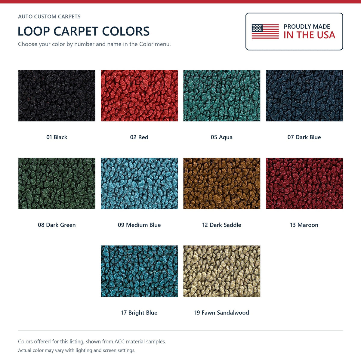 1969-1971 Ford Torino GT 2DR Conv Auto w/ 2 Black Inserts Loop Molded Replacement Carpet Kit - 2-Piece - product details imag