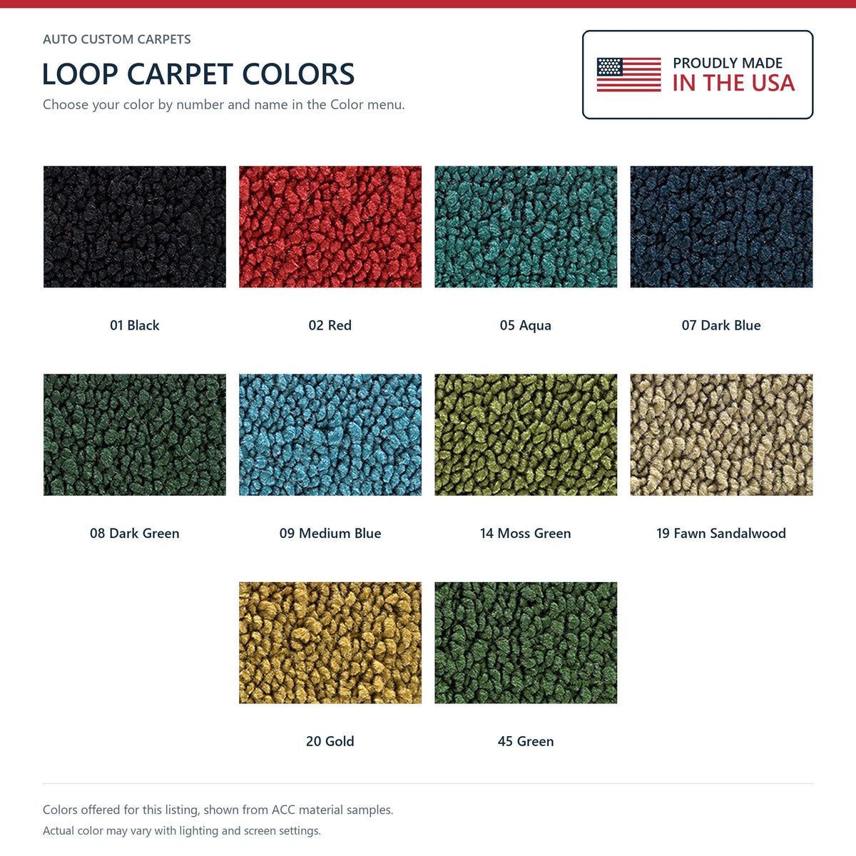 1969-1970 Chevrolet Kingswood 4DR Auto Loop Molded Replacement Carpet Kit - 2-Piece - product details image 9