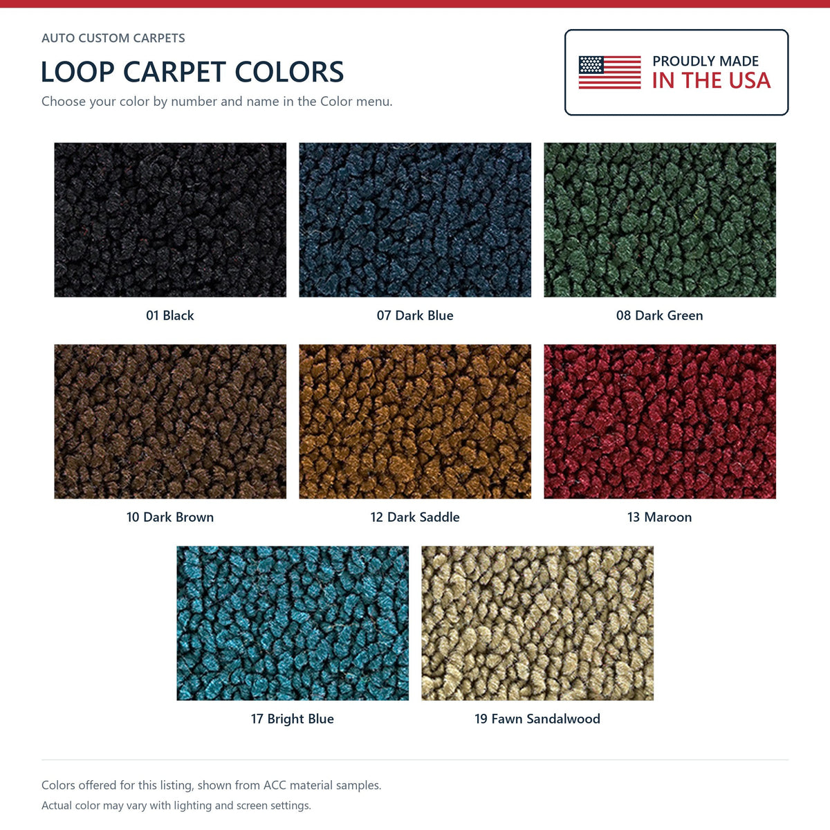 1971-1973 Mercury Monterey 4DR Loop Molded Replacement Carpet Kit - 1-Piece - product details image 9