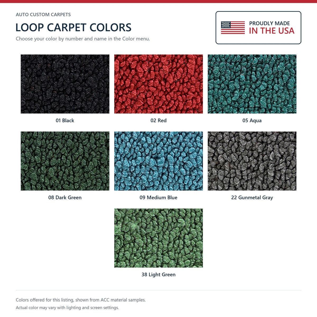 1957-1958 Cadillac DeVille 2DR Coupe Loop Replacement Carpet Kit - 7-Piece - product details image 8
