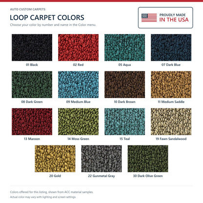1963-1966 Plymouth Valiant Signet 2DR Hardtop/Conv 4spd Loop Molded Replacement Carpet Kit - 2-Piece - product details image 