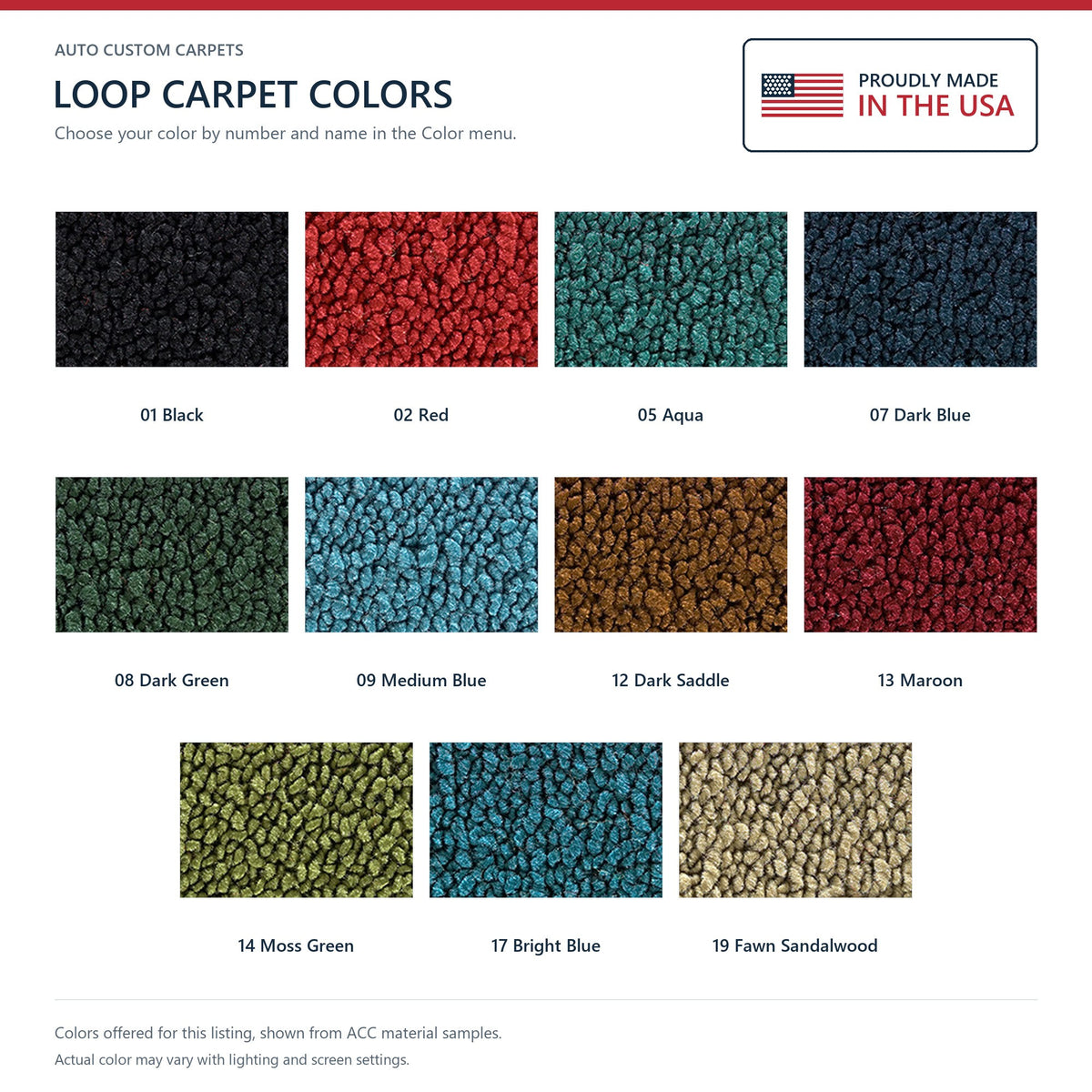 1968-1971 Ford Torino 4DR Hardtop Loop Molded Replacement Carpet Kit - 2-Piece - product details image 9