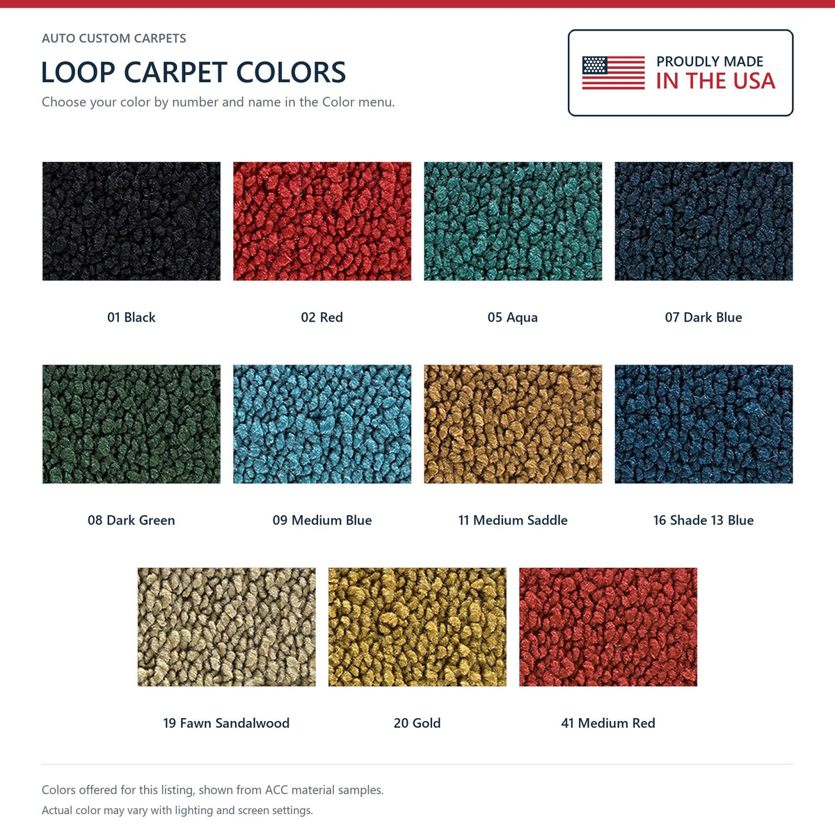 1965 Chevrolet Impala Door & Kick Panel Inserts without Air 2DR Loop Replacement Carpet Kit - 4-Piece - product details image