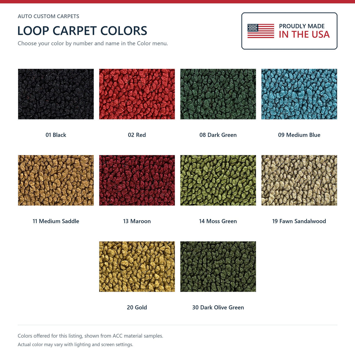1967-1969 Plymouth Barracuda Fastback Auto Complete Loop Molded Replacement Carpet Kit - 10-Piece - product details image 7