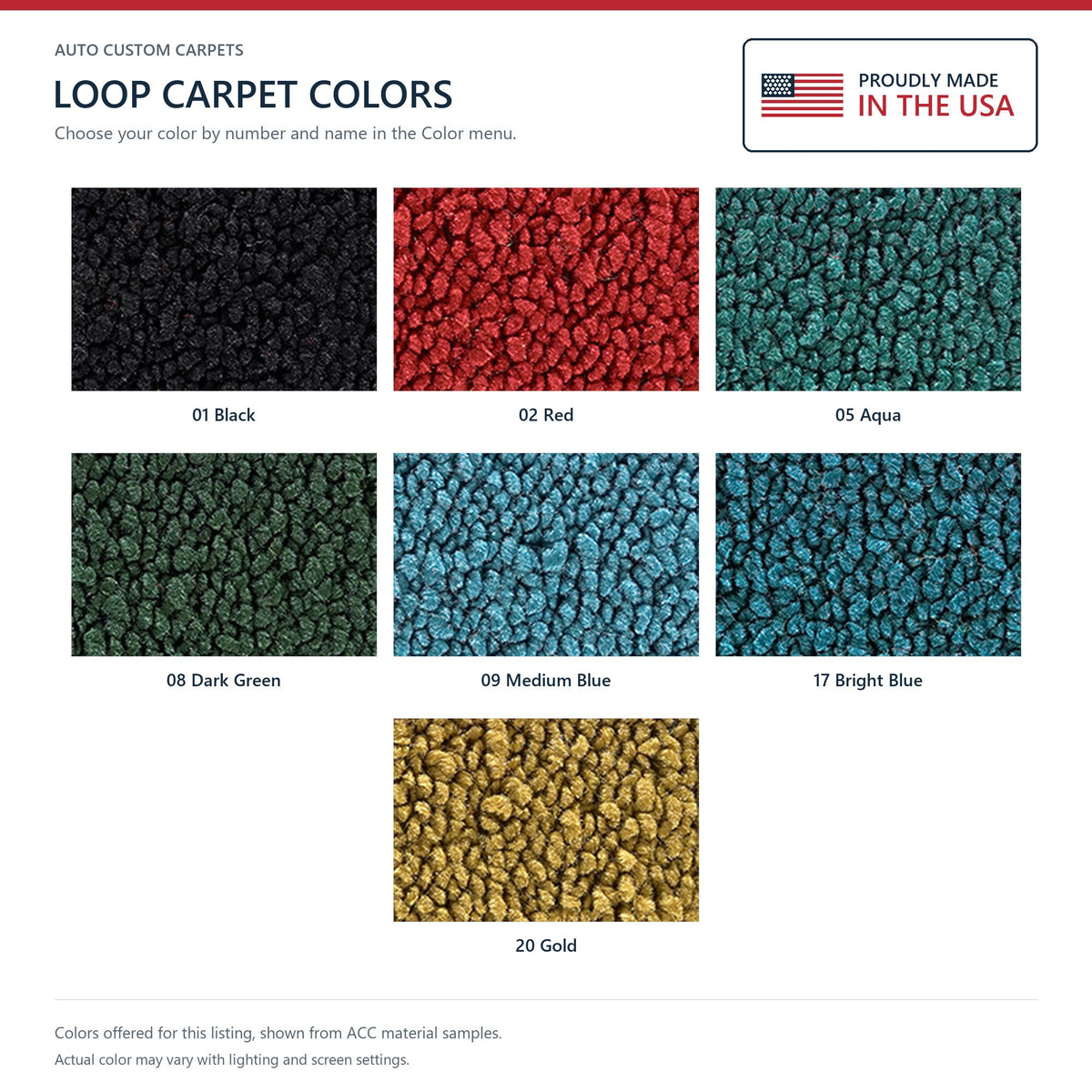 1967-1968 Chevrolet Camaro Coupe Molded Trunk Area Loop Molded Replacement Carpet Kit - 1-Piece - product details image 6