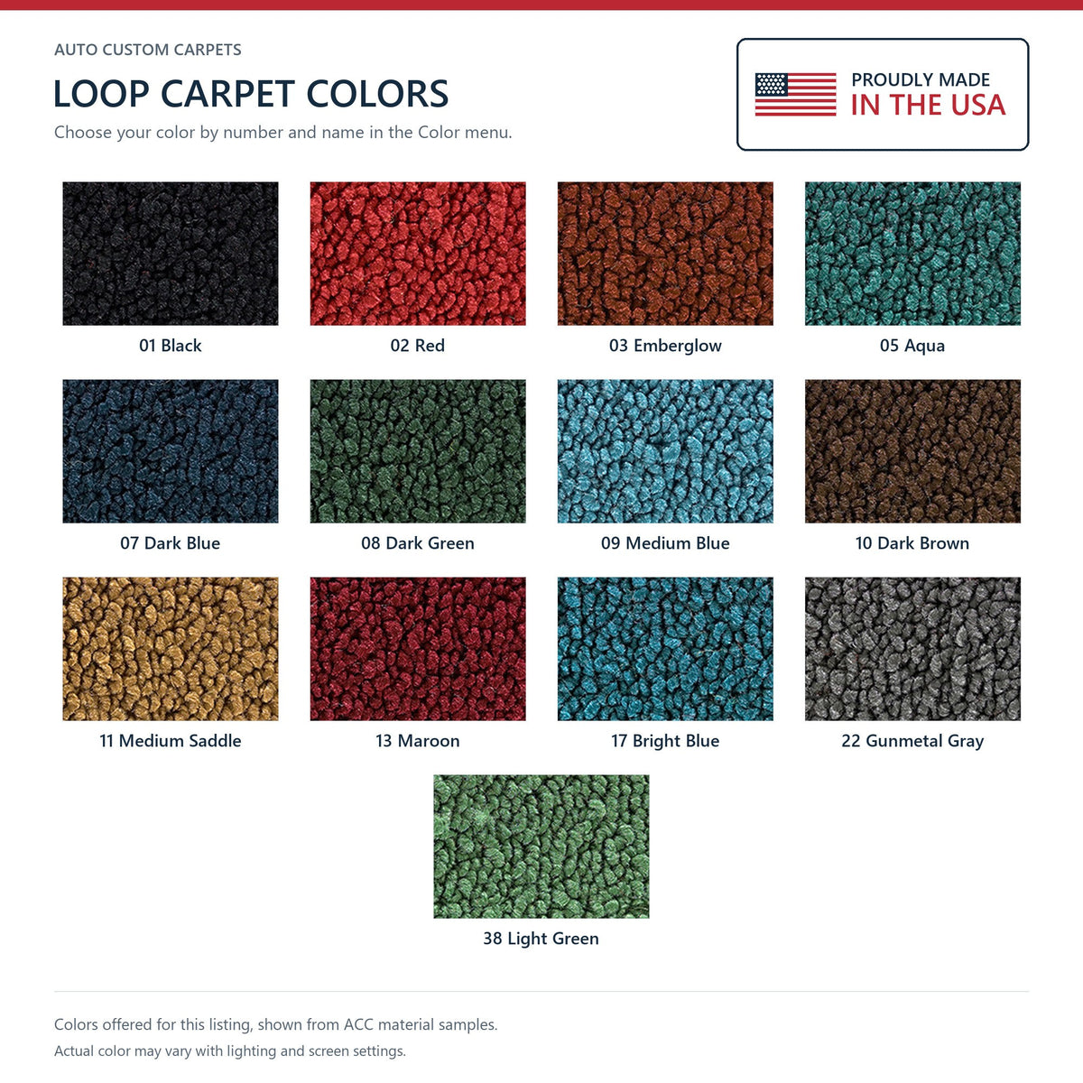 1956 Chevrolet Two-Ten Series 4DR Hardtop Bench Seat Loop Replacement Carpet Kit - 2-Piece - product details image 8
