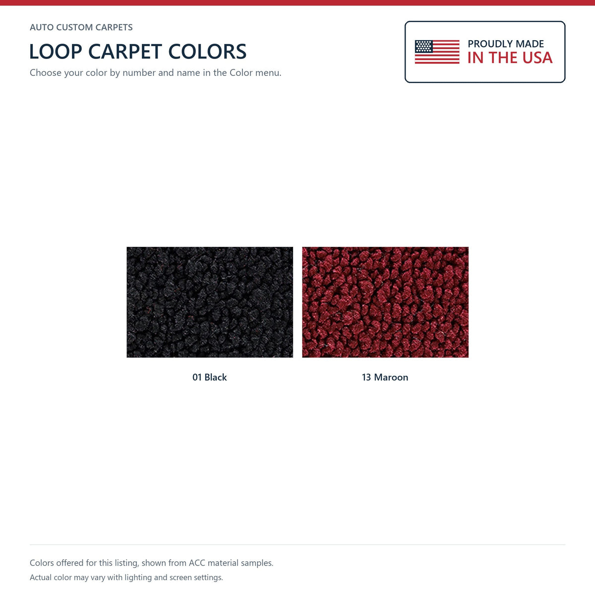 1972 Ford Torino GT with 2 Maroon Inserts 2DR Auto Loop Molded Replacement Carpet Kit - 1-Piece - product details image 9