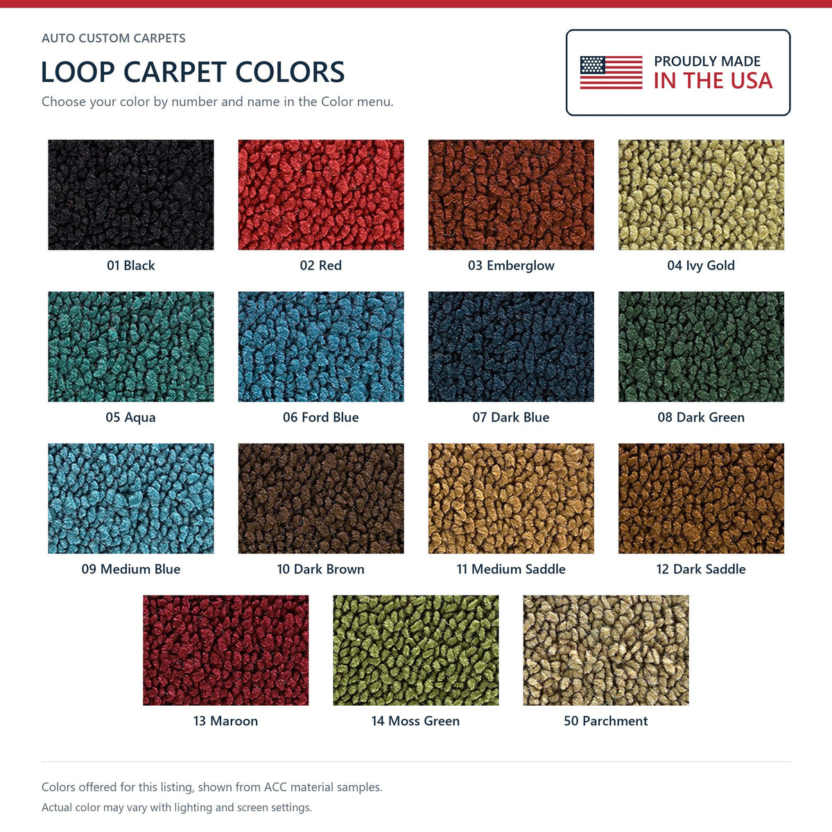 1964-1968 Ford Mustang Fastback Fold Downs Loop Replacement Carpet Kit - 3-Piece - product details image 5