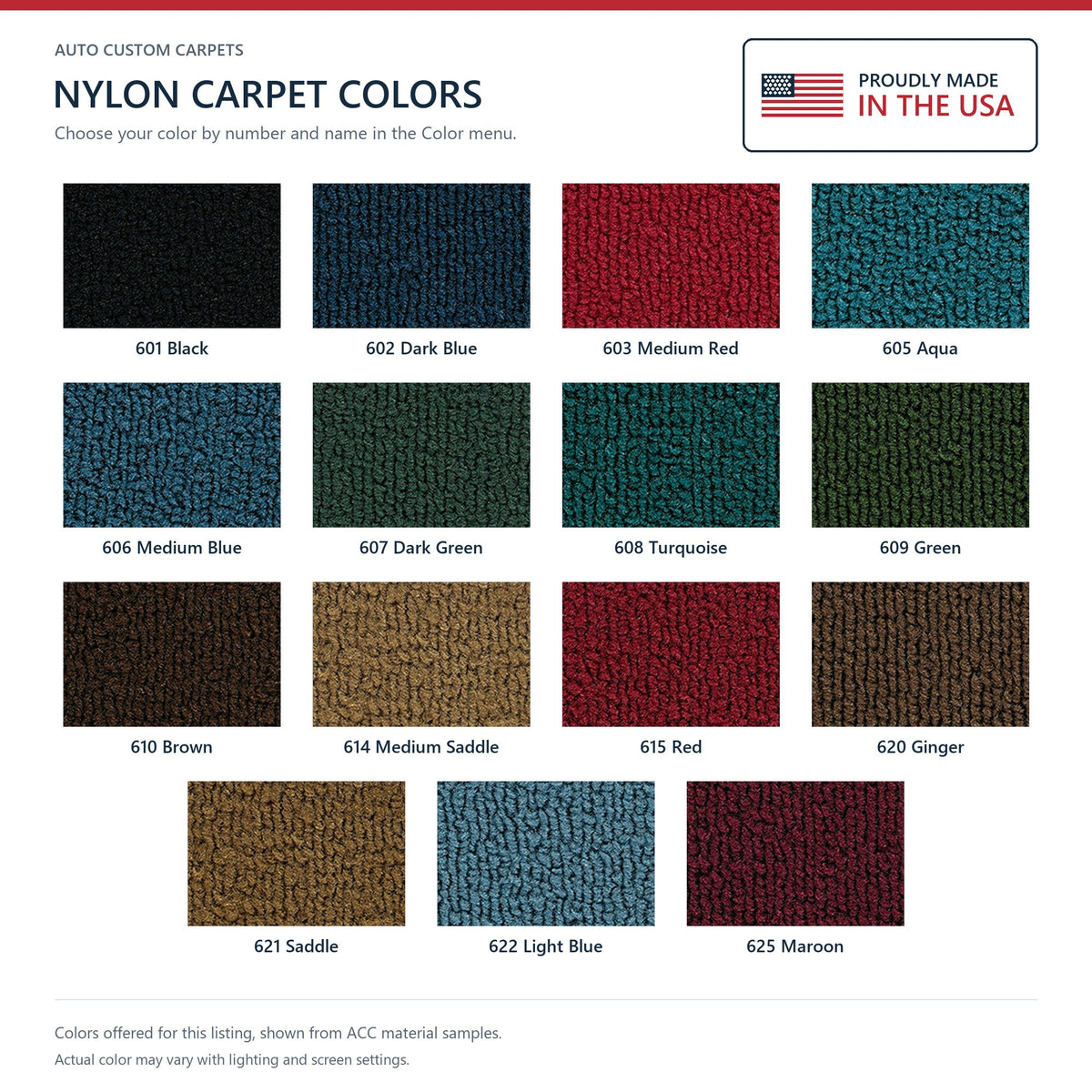 1965-1968 Ford Mustang FB w/o Folddowns w/ Shifter Hole Pass Nylon Replacement Carpet Kit - 4-Piece - product details image 9