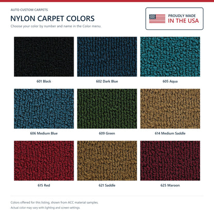 1964 Ford Mustang Coupe with Shifter Hole Nylon Molded Replacement Carpet Kit - 2-Piece - product details image 9