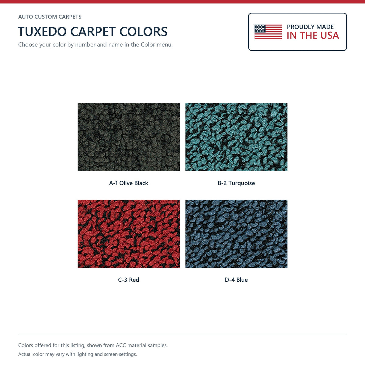 1960-1964 Chevrolet Corvair 2DR Coupe Tuxedo Replacement Carpet Kit - 2-Piece - product details image 6