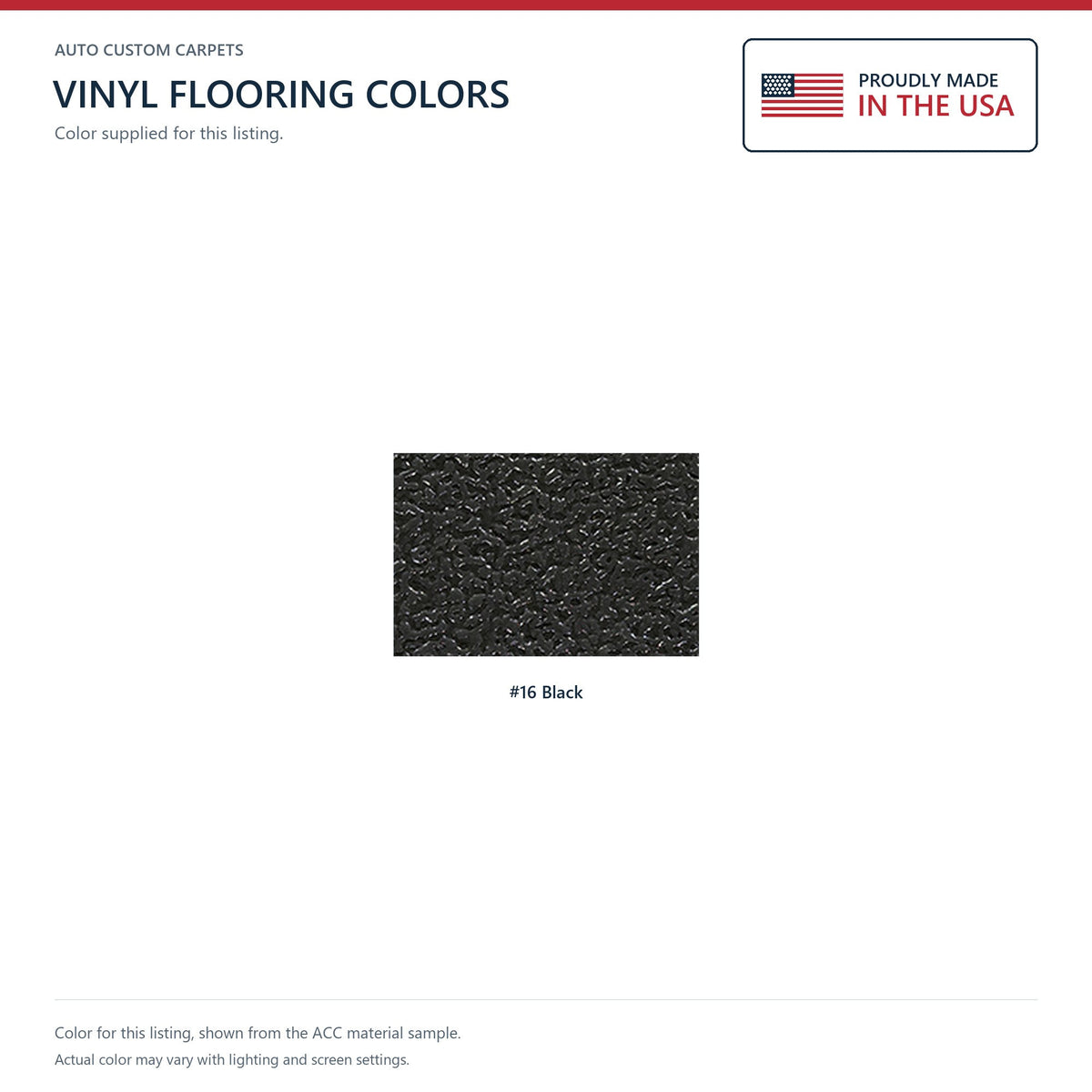 ACC Vinyl color options for this listing - Proudly Made in the USA