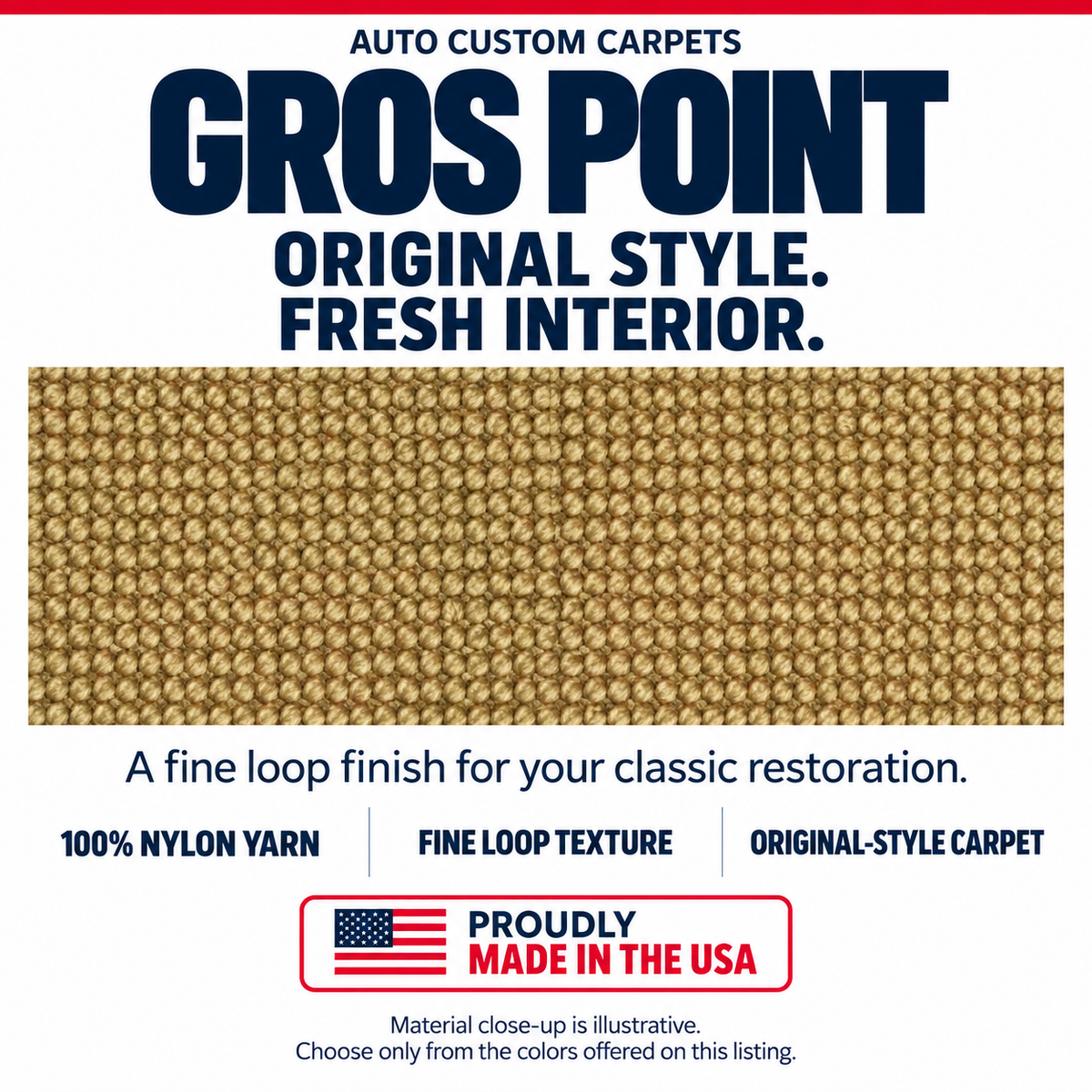 1953-1955 Chevrolet Corvette Complete Grospoint Replacement Carpet Kit - 5-Piece - product details image 8