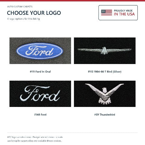 1964-1966 Ford Thunderbird Loop Floor Mats with Embroidered Logo Choices - 4-Piece - product details image 8