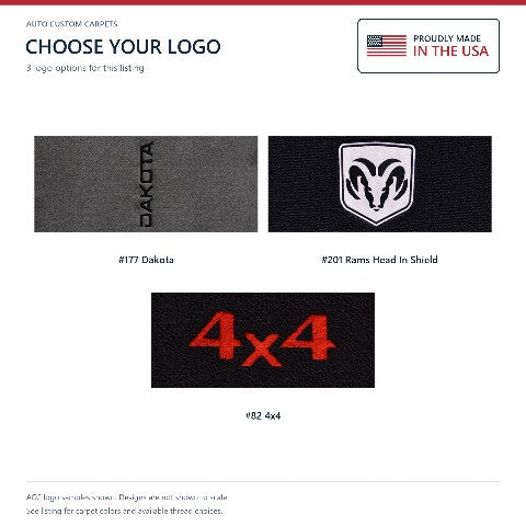 1997-04 Dodge Dakota Reg Cab/Ext Cab Floor Mats with Embroidered Logo Choices Front - 2-Piece - product details image 7