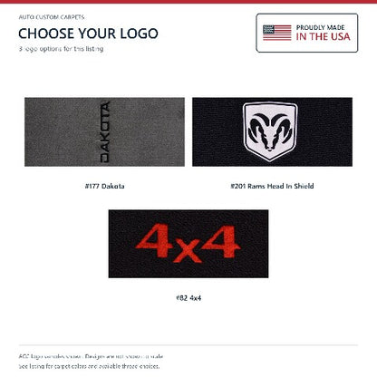 1997-04 Dodge Dakota Reg Cab/Ext Cab Floor Mats with Embroidered Logo Choices Front - 2-Piece - product details image 7