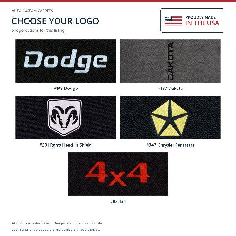 1987-1996 Dodge Dakota Cutpile Floor Mats with Embroidered Logo Choices Front - 2-Piece - product details image 9